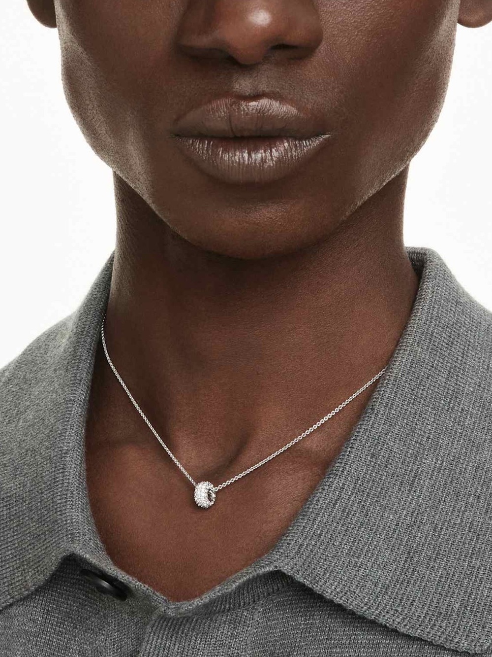 Swarovski Silver Pavé Halo Knot Necklace